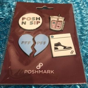 Poshmark Business Puns Set  (4) Enamel Pins Your PoshFixing PFF Lo…